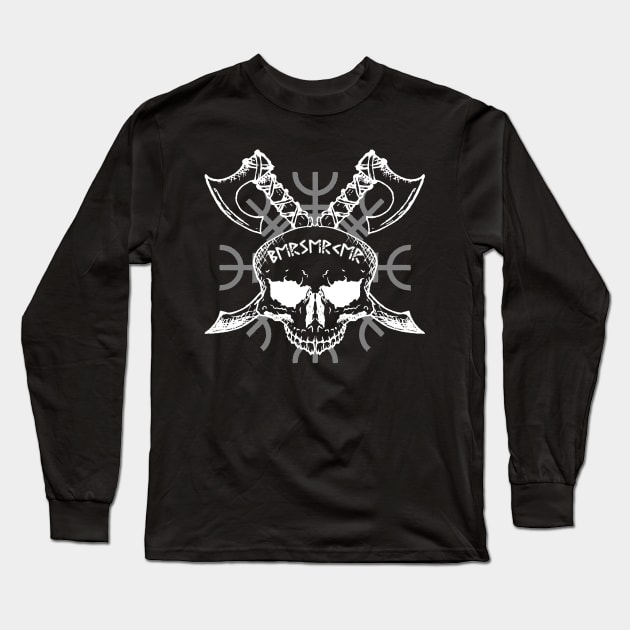 Berserker Skull, Helm of Awe, Vikings, Norse Long Sleeve T-Shirt by Lenny241